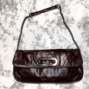 hobo international mahogany patent leather clutch/purse